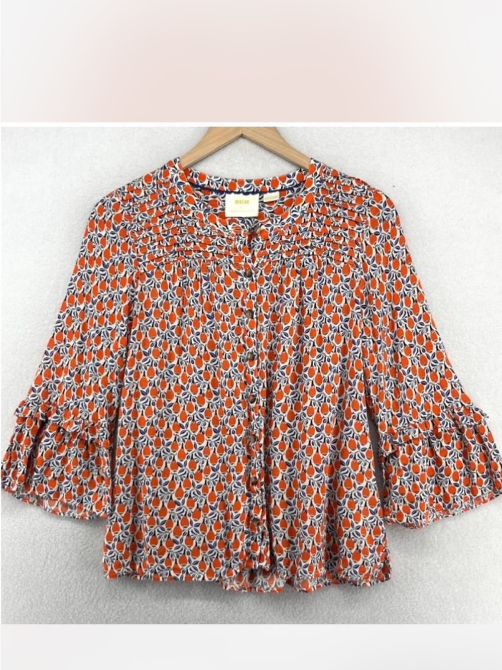 Maeve Anthropologie Berwick Button Down Maracas Musical Percussion Boho Blouse